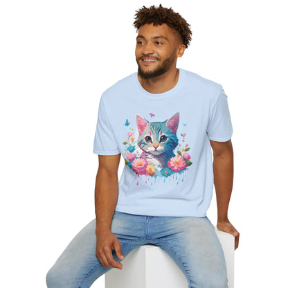 Cat Shirt Unisex Tee Kitten Cat Tee Softstyle 100 Percent Cotton Gildan 64000
