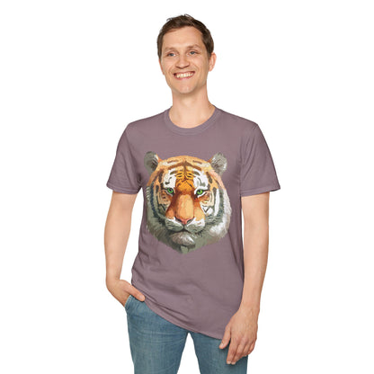 Tiger Print Shirt Unisex Animal Tee Gildan Softstyle 64000 Cotton Comfort