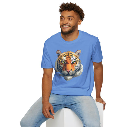 Tiger Print T Shirt Unisex Animal Tee 100 Percent Cotton Softstyle Gildan 64000