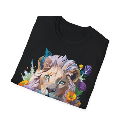 Unisex Lion Shirt Floral Lion Tee Animal Print Tee Gildan 64000