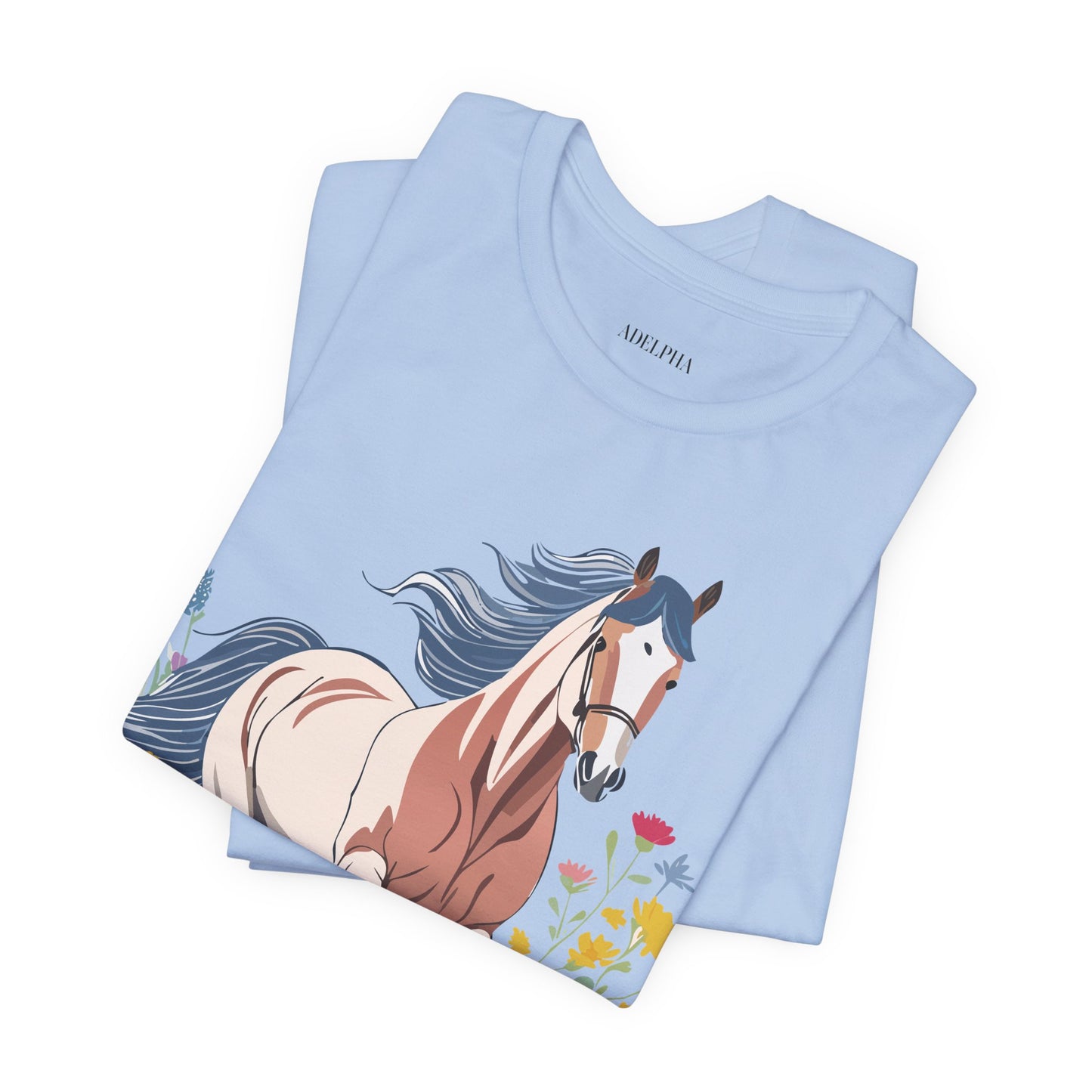 Natural Cotton Tee Shirt with Horse