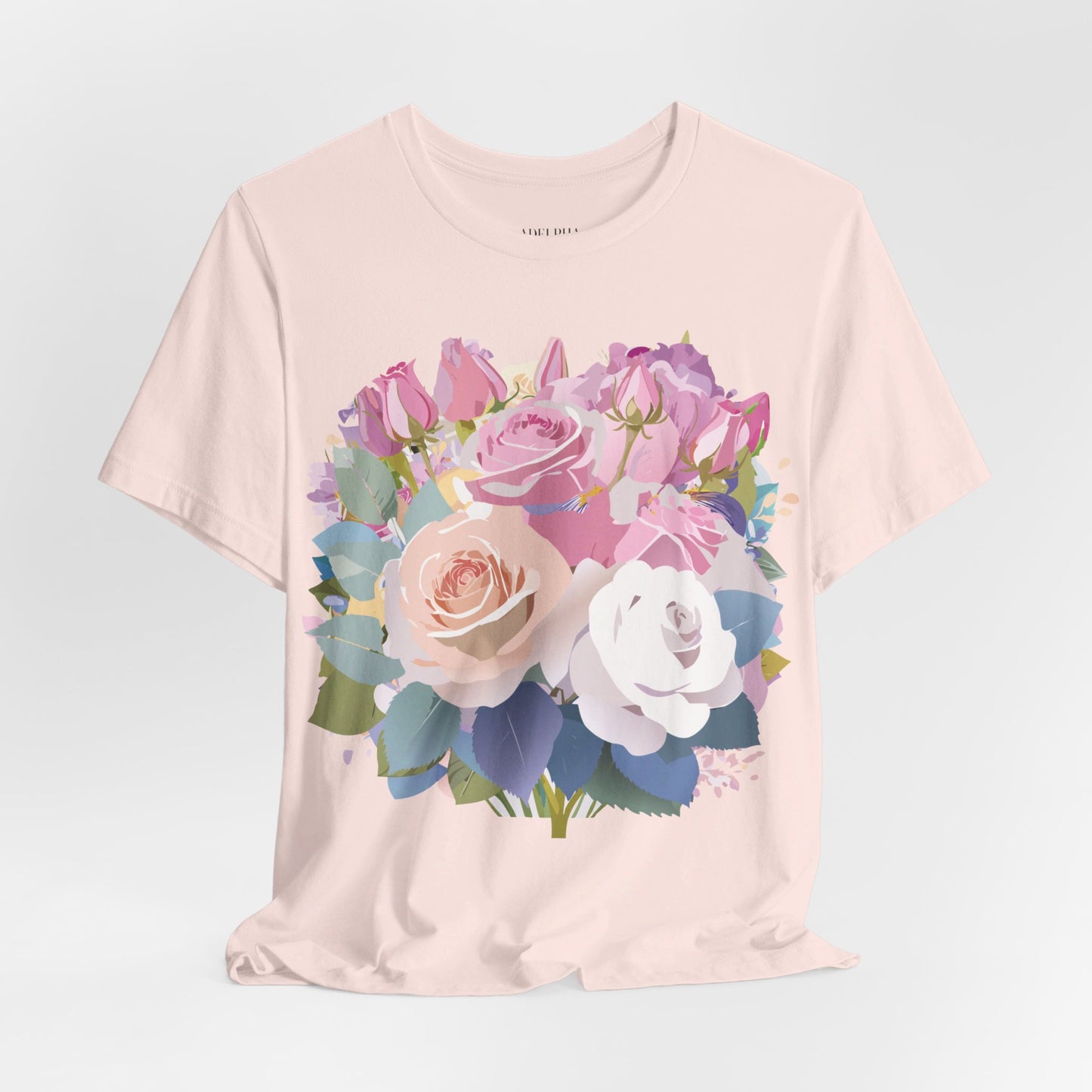 Natural Cotton Tee Shirt with Flowers