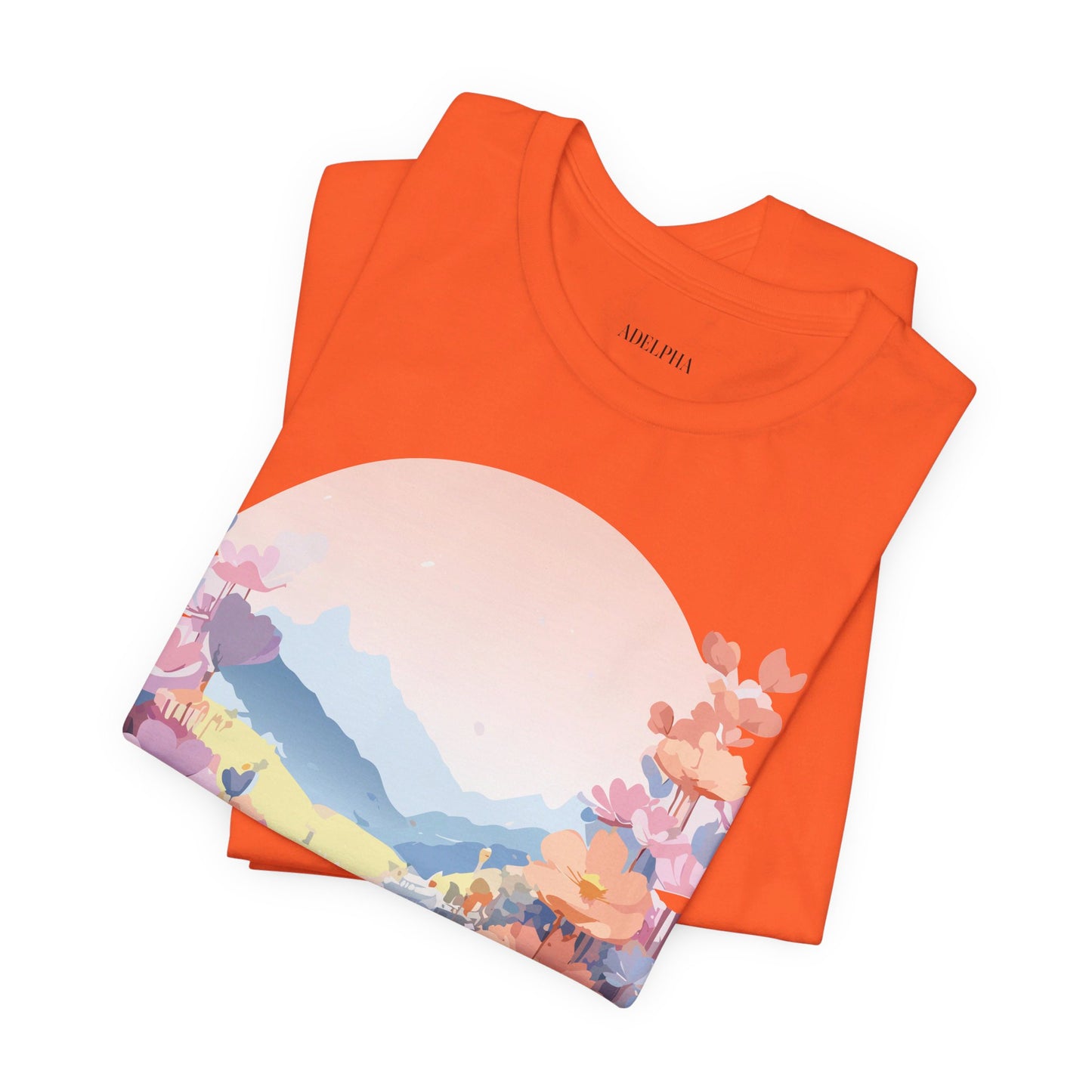 Natural Cotton Tee Shirt with Flowers