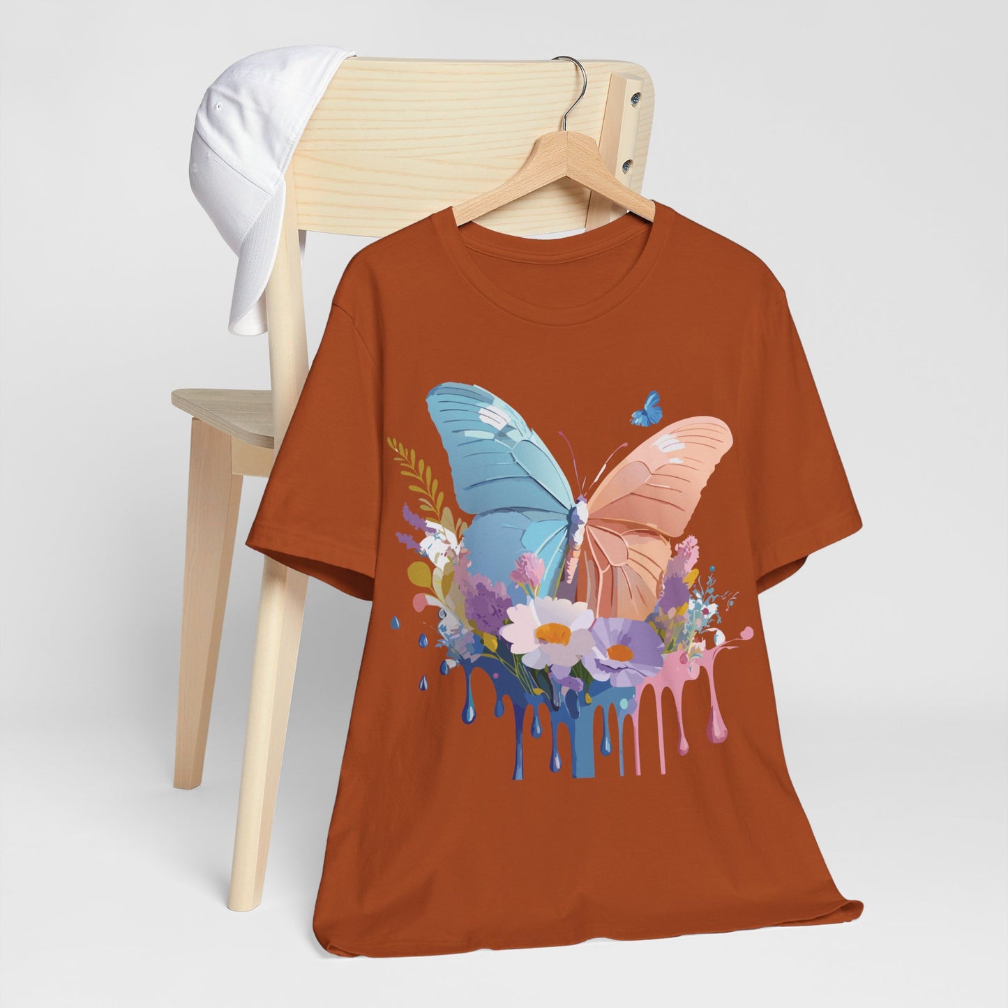 Natural Cotton Tee Shirt with Butterfly