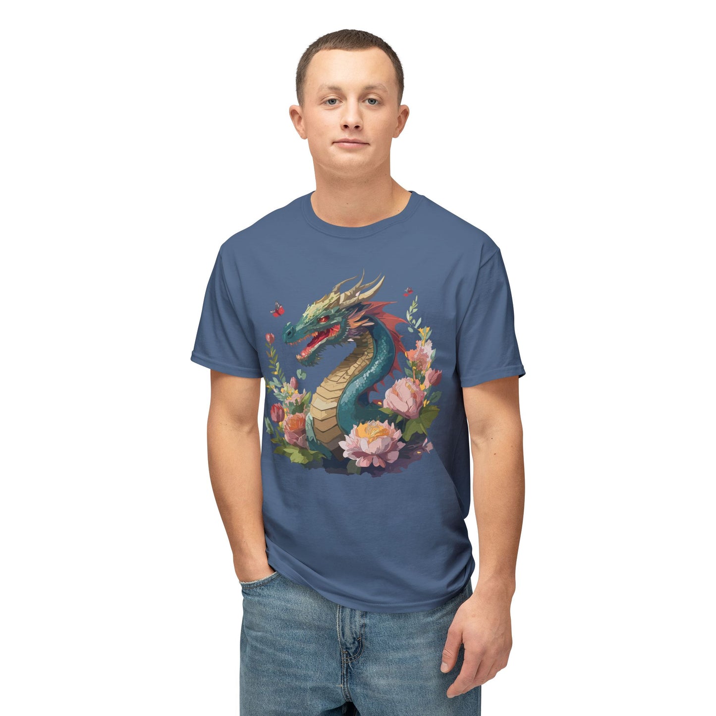 Dragon T-Shirt, Vintage Dragon Tee, Floral Tees, Dragon Art Design Shirt, Tee Shirt with Dragon 8