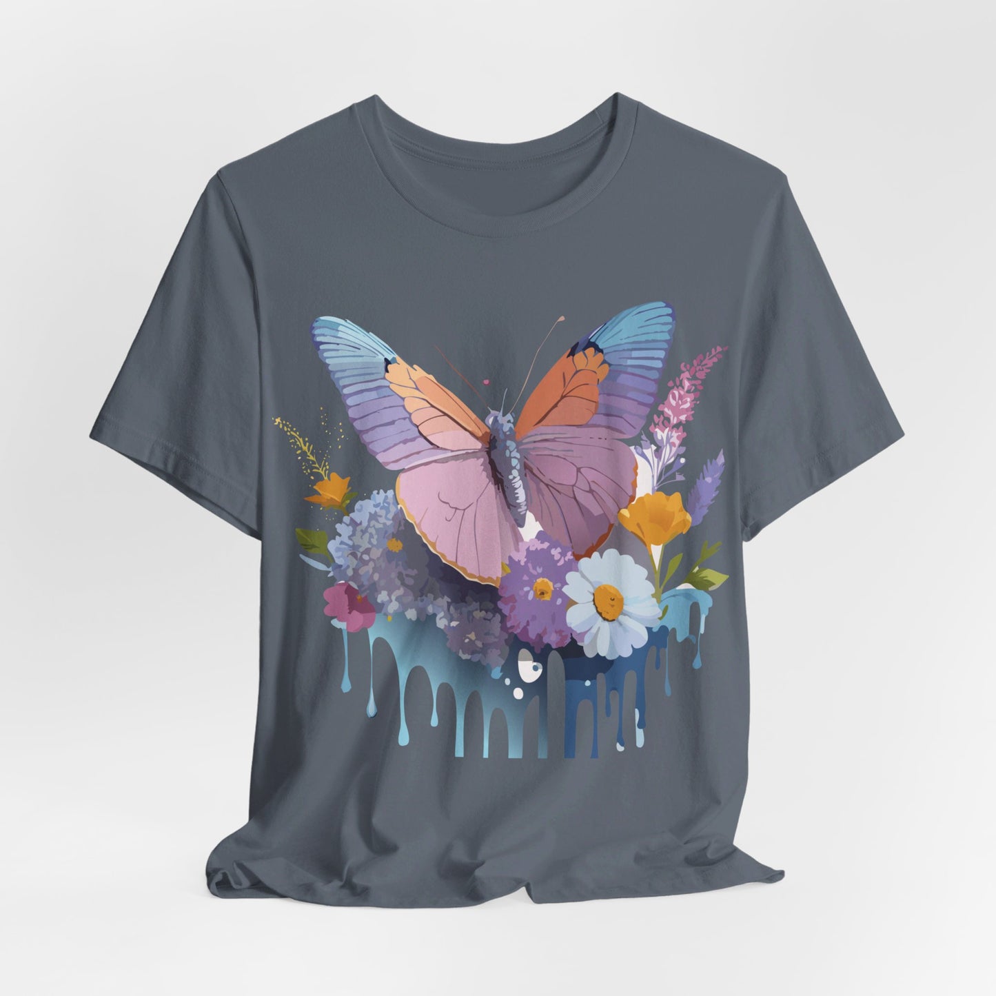 Natural Cotton Tee Shirt with Butterfly