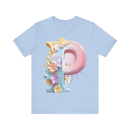 Natural Cotton Tee Shirt - Letters Collection - P Printify