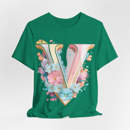 Natural Cotton Tee Shirt - Letters Collection - V Printify