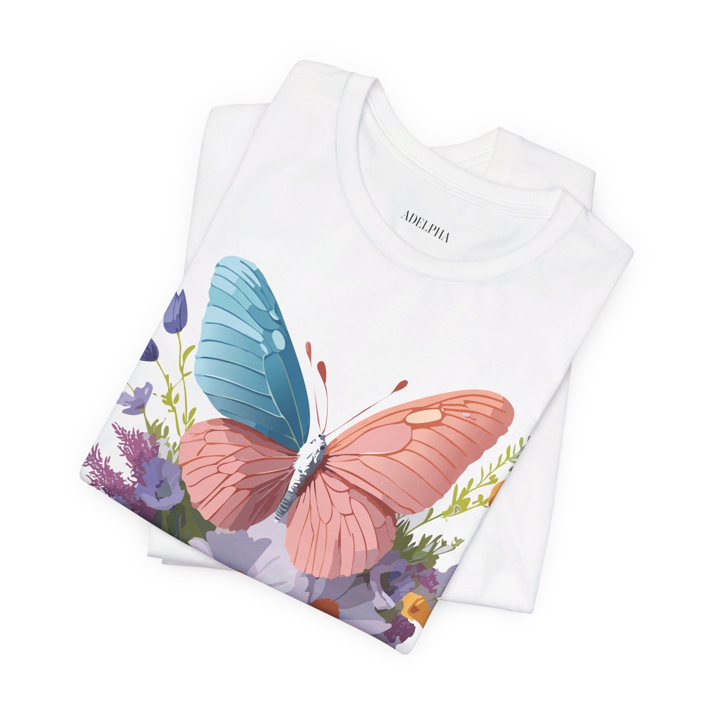 Natural Cotton Tee Shirt with Butterfly