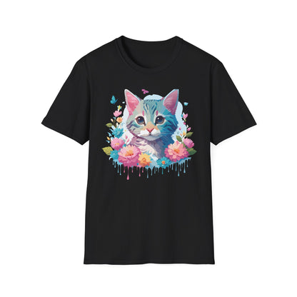 Cat Shirt Unisex Tee Kitten Cat Tee Softstyle 100 Percent Cotton Gildan 64000