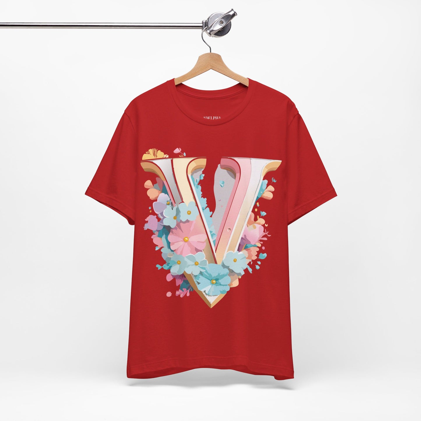 T-Shirt aus natürlicher Baumwolle – Letters Collection – V