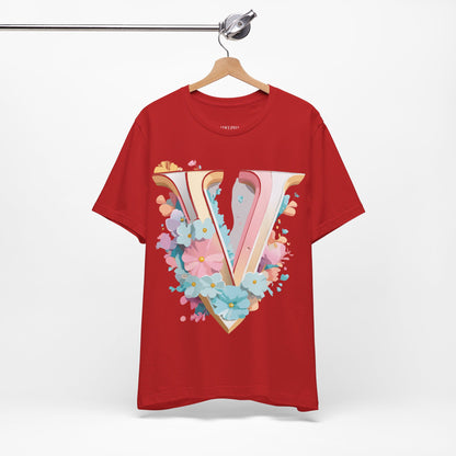 Natural Cotton Tee Shirt - Letters Collection - V Printify