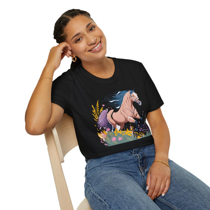 Unisex Horse Shirt With Animal Design Gildan Softstyle 64000 Tee