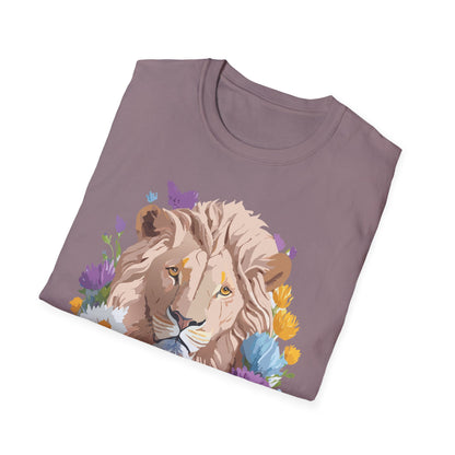 Lion Shirt Unisex Floral Lion Tee Gildan Softstyle 64000 Short Sleeve