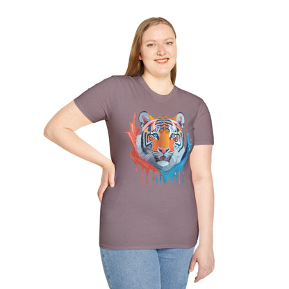 Unisex Tiger Tee Gildan Softstyle Animal Print Shirt Ring Spun Cotton