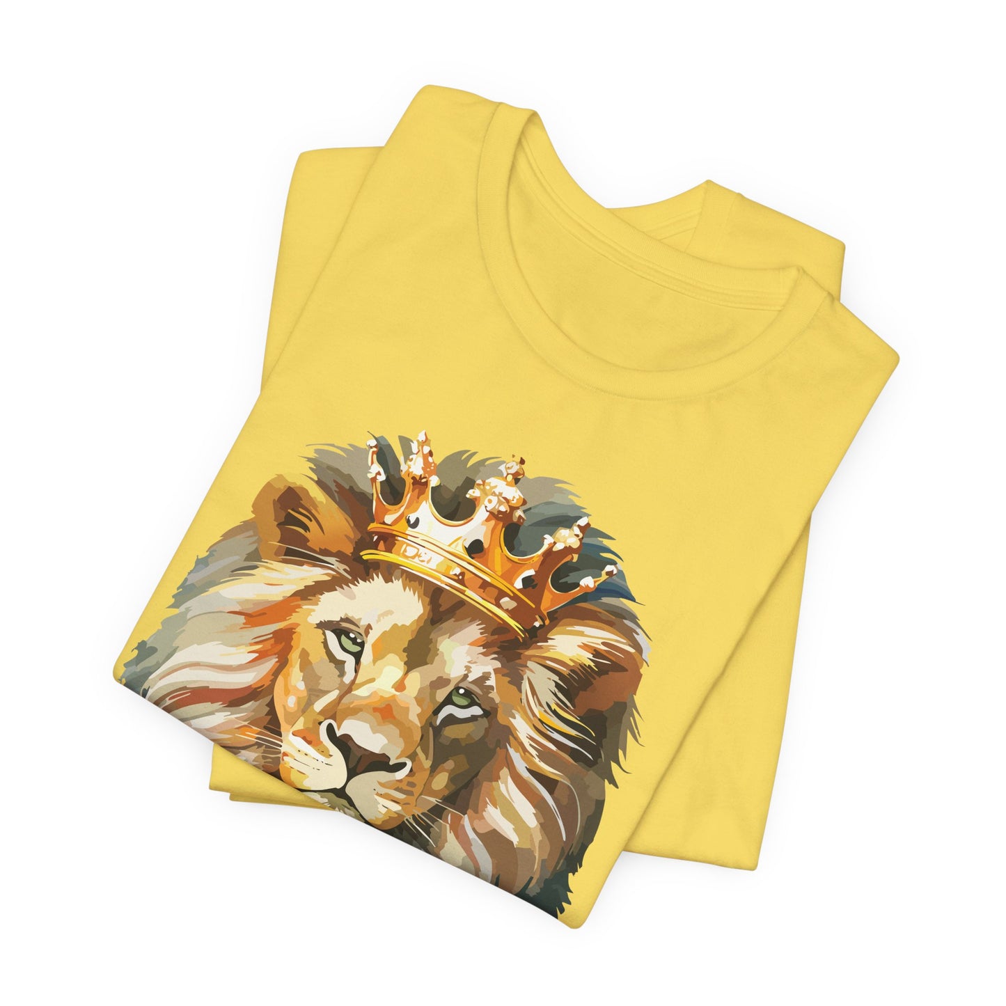 Lion with Crown Tee Unisex Cotton T-Shirt Regal King Lion Illustration, Wildlife Graphic Shirt - 1