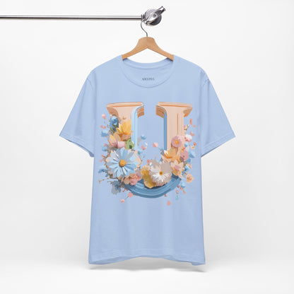 Natural Cotton Tee Shirt - Letters Collection - U Printify