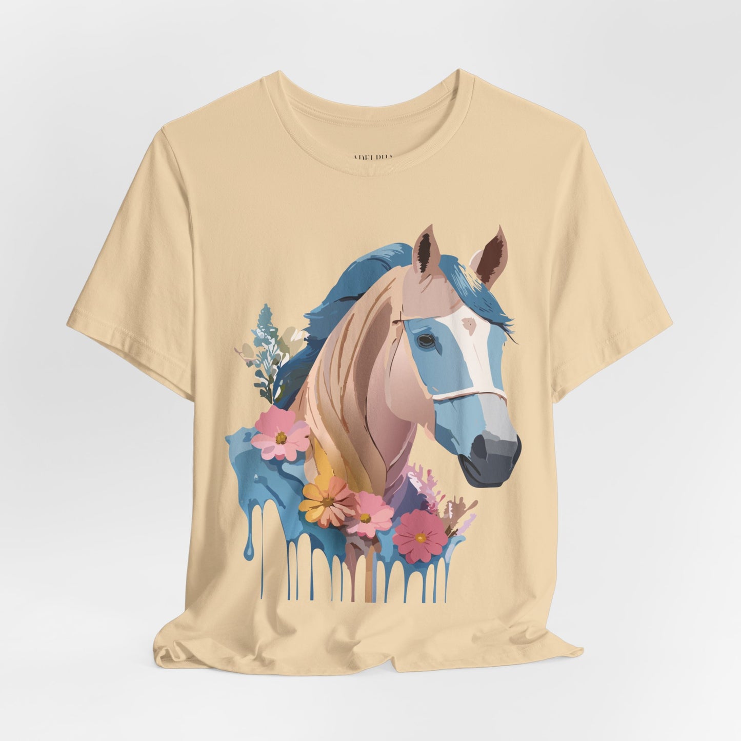 Natural Cotton Tee Shirt with Horse