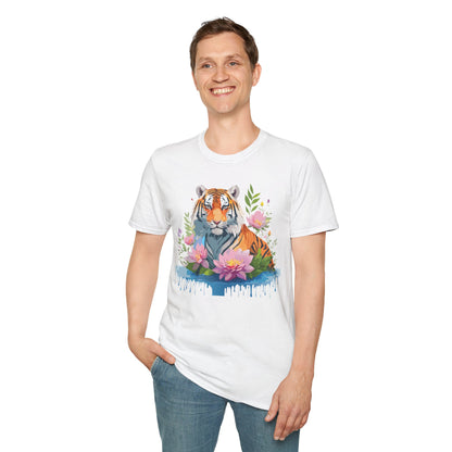 Tiger Print Unisex T Shirt Gildan Softstyle 64000 Animal Tee