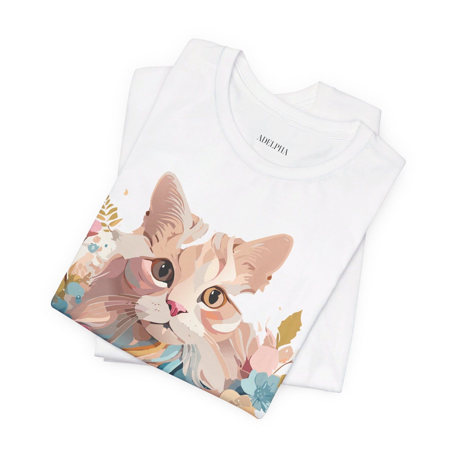 T-shirt en coton naturel avec chat