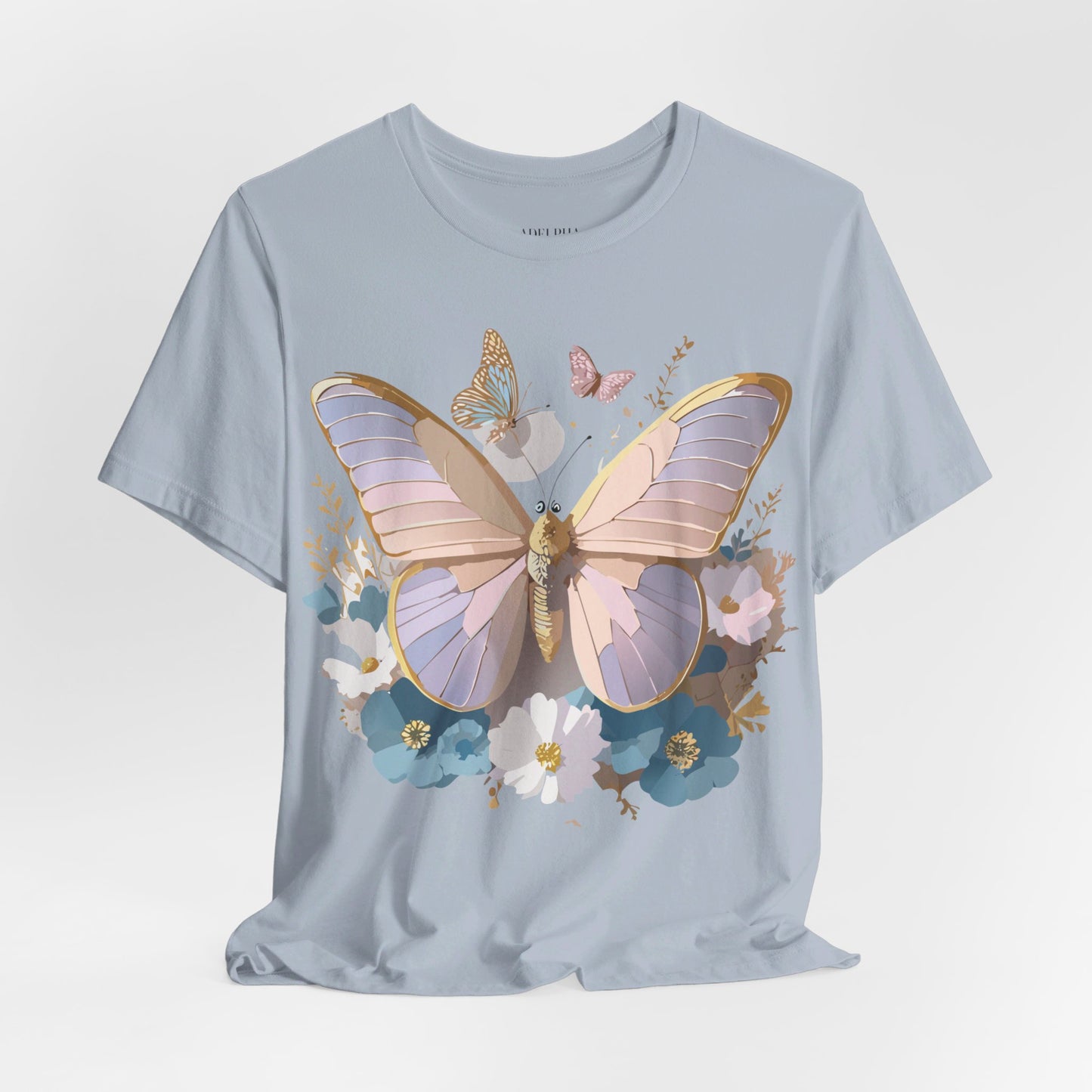 Natural Cotton Tee Shirt with Butterfly