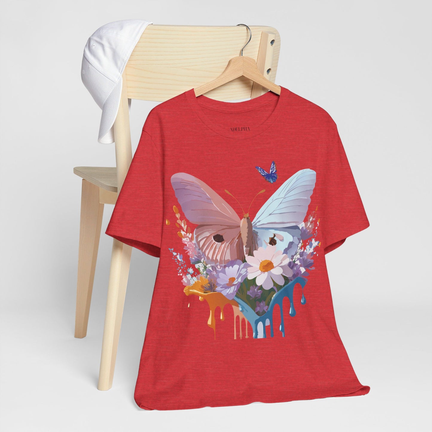 Natural Cotton Tee Shirt with Butterfly