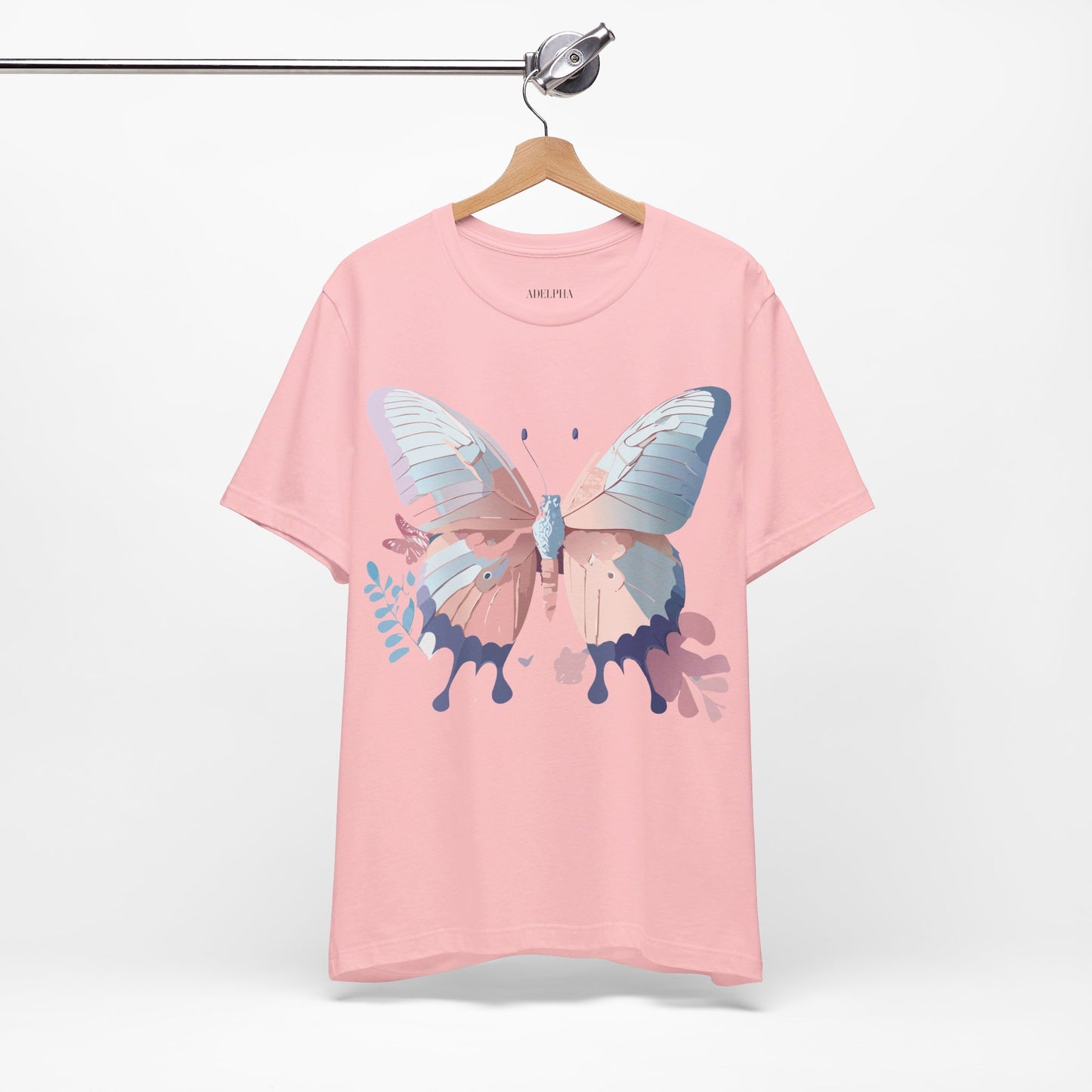 Natural Cotton Tee Shirt with Butterfly