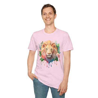 Gildan Unisex Lion Shirt Floral Lion Tee Animal Print Softstyle Tee