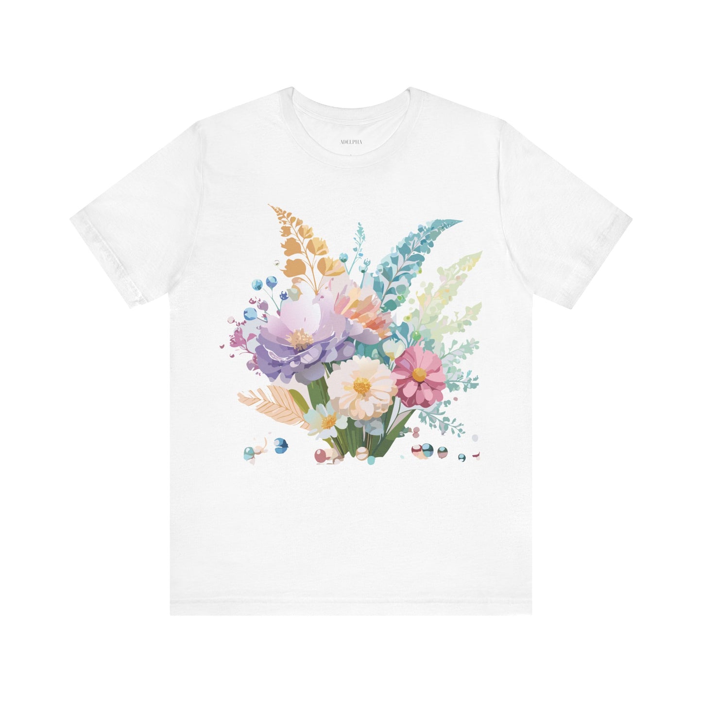 Natural Cotton Tee Shirt with Flowers