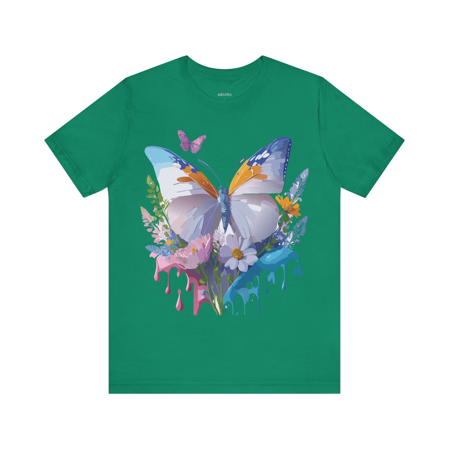 Natural Cotton Tee Shirt with Butterfly