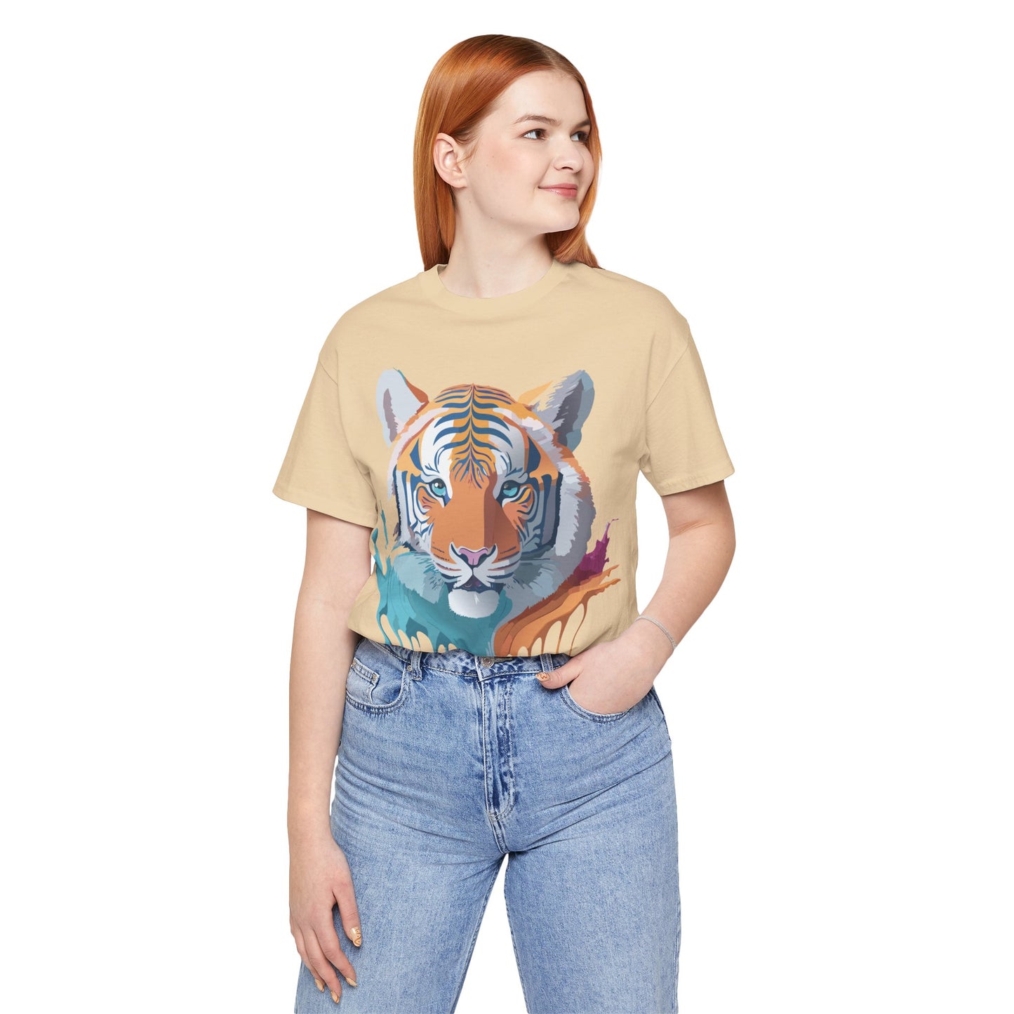 Natural Cotton Tee Shirt with Tiger