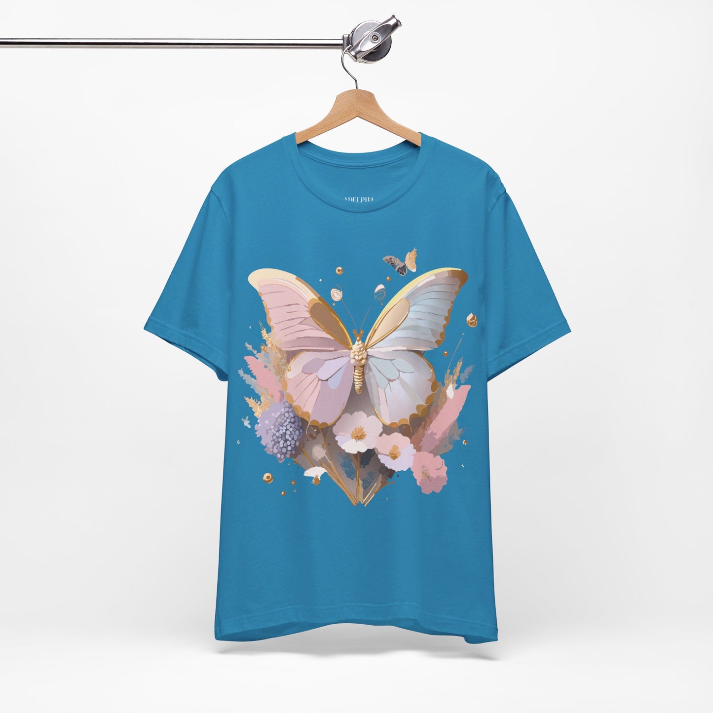 Natural Cotton Tee Shirt with Butterfly