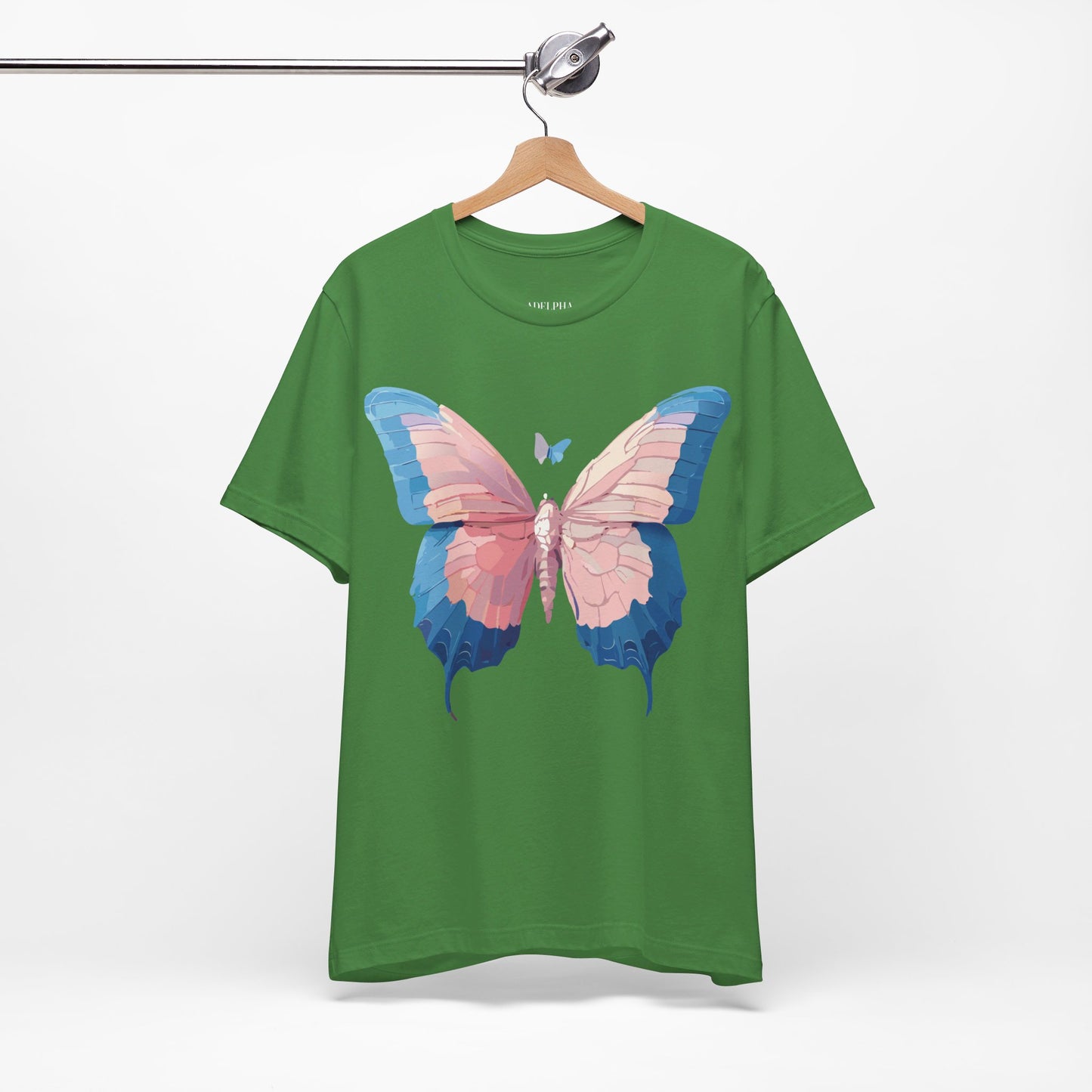 Natural Cotton Tee Shirt with Butterfly