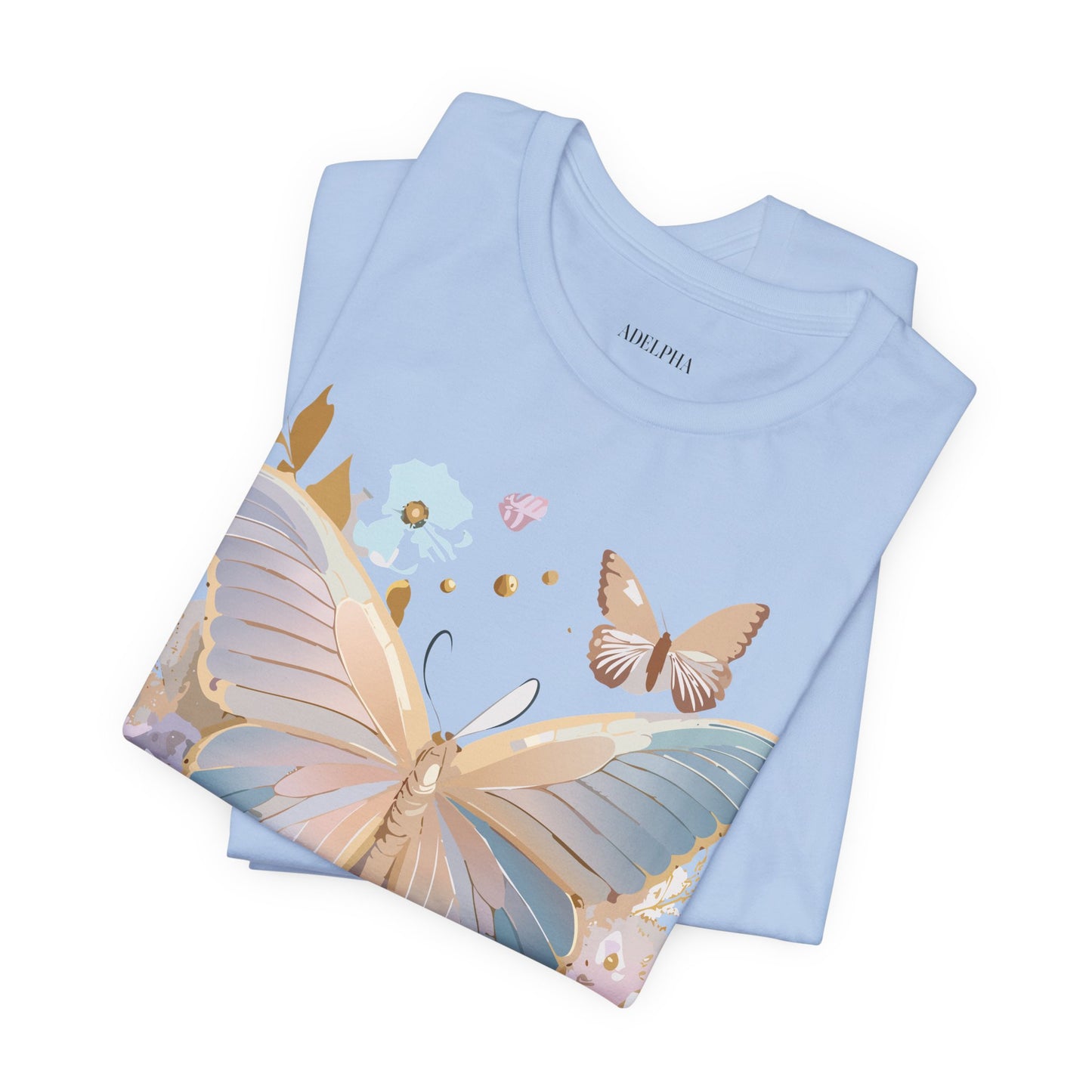 Natural Cotton Tee Shirt with Butterfly