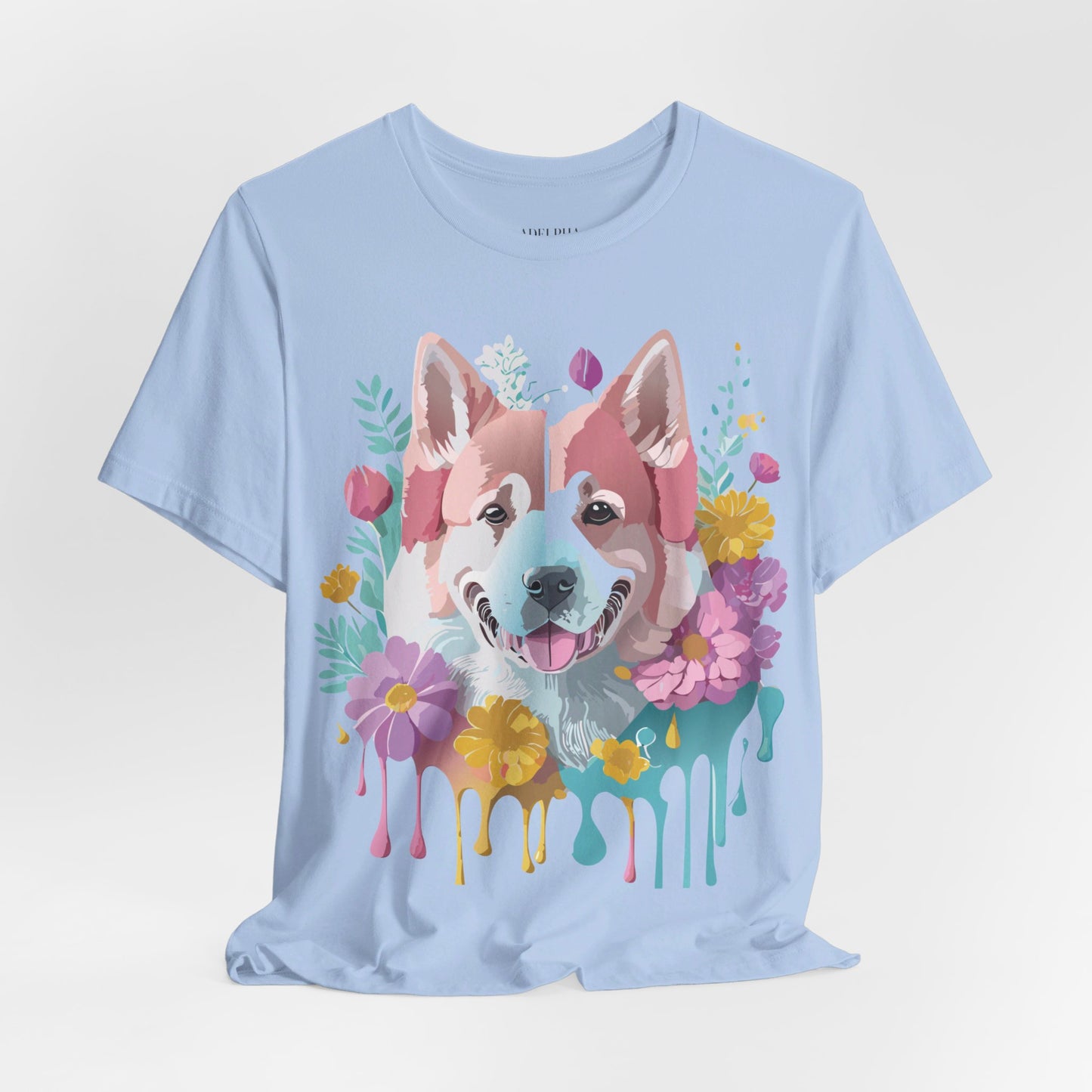 Natural Cotton Tee Shirt with Dog