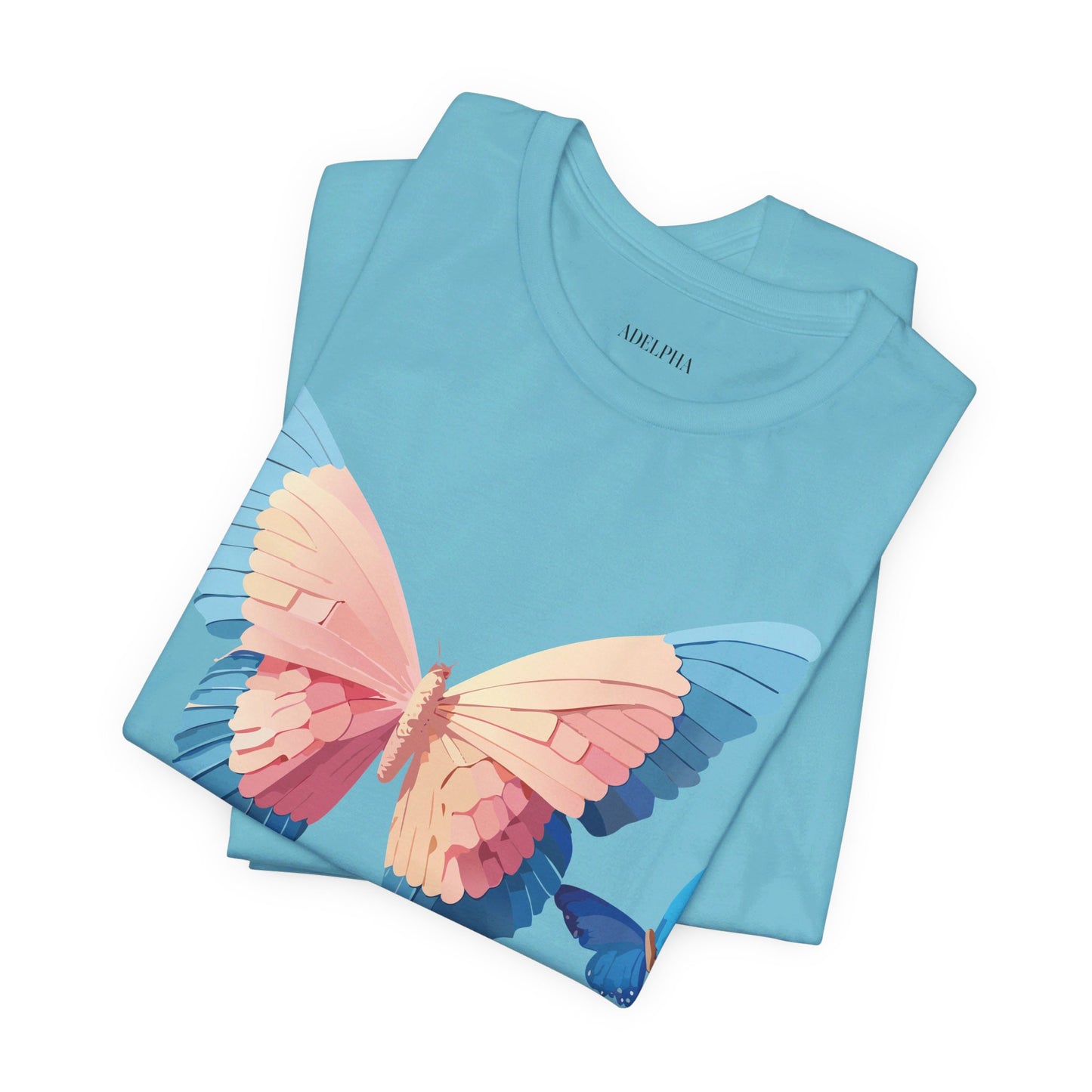 Natural Cotton Tee Shirt with Butterfly