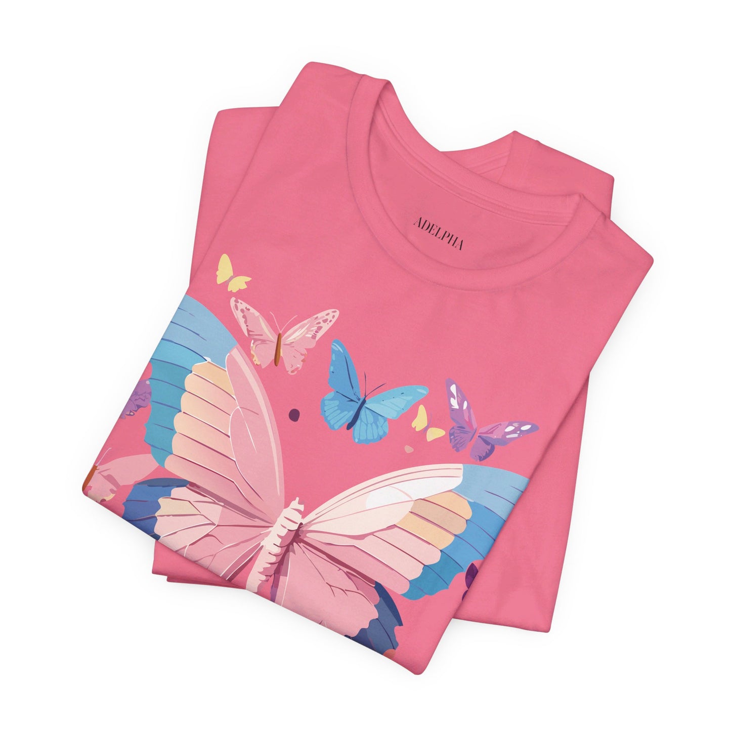 Natural Cotton Tee Shirt with Butterfly