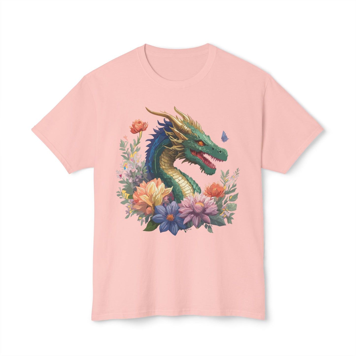 Dragon T-Shirt, Vintage Dragon Tee, Floral Tees, Dragon Art Design Shirt, Tee Shirt with Dragon 5