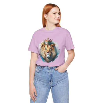 Lion with Crown Tee Unisex Cotton Watercolor King Lion Graphic T-Shirt 2