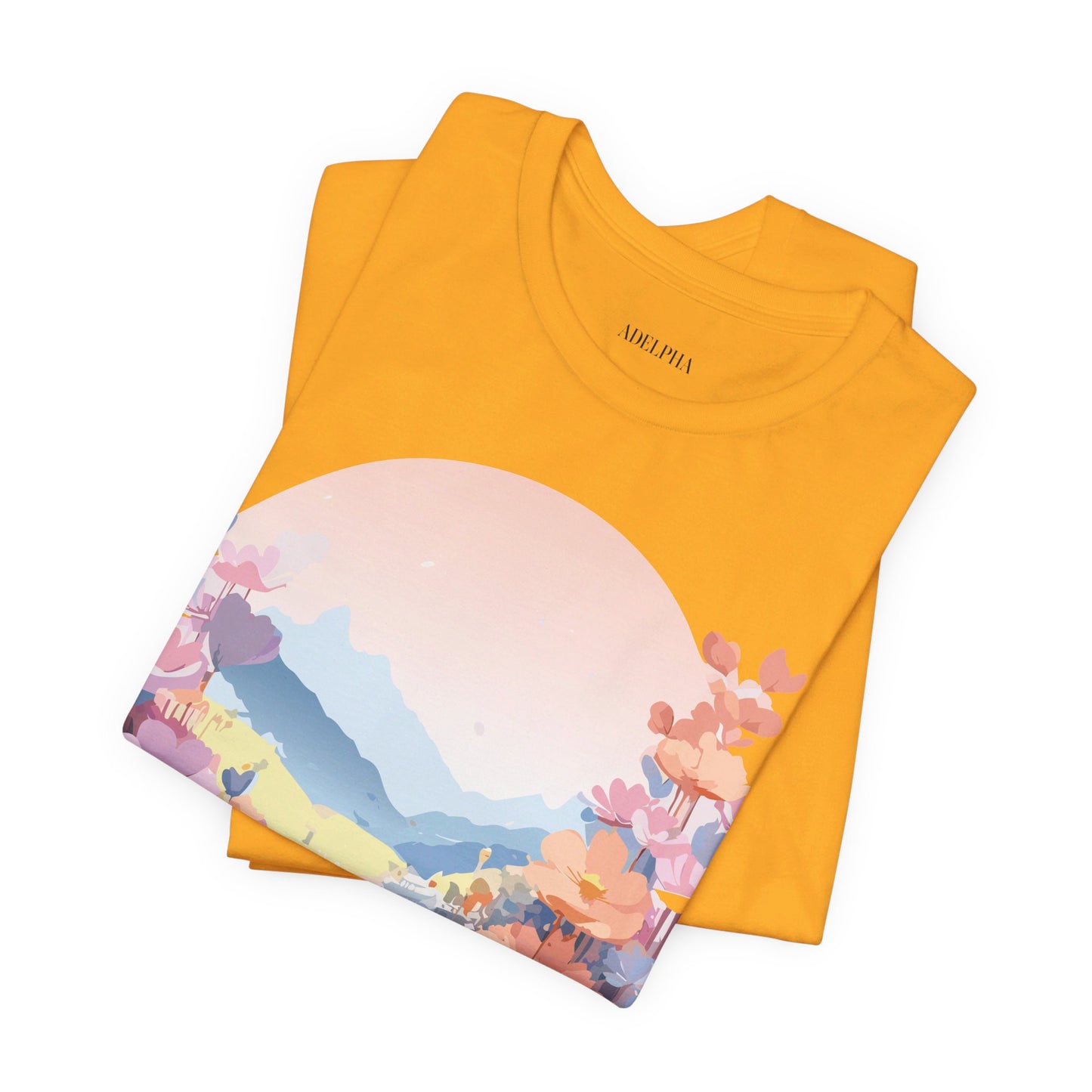 Natural Cotton Tee Shirt with Flowers