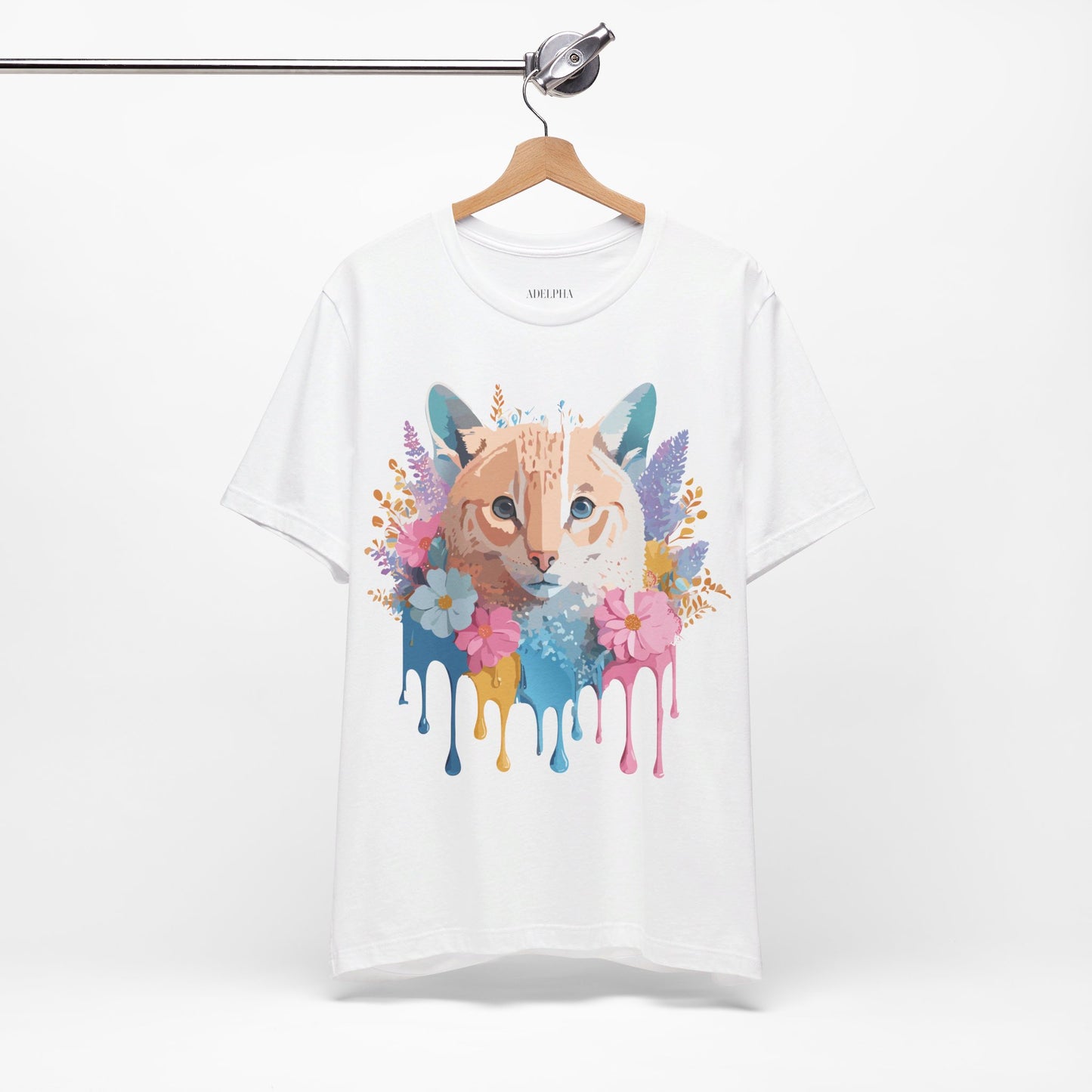 Natural Cotton Tee Shirt with Cat