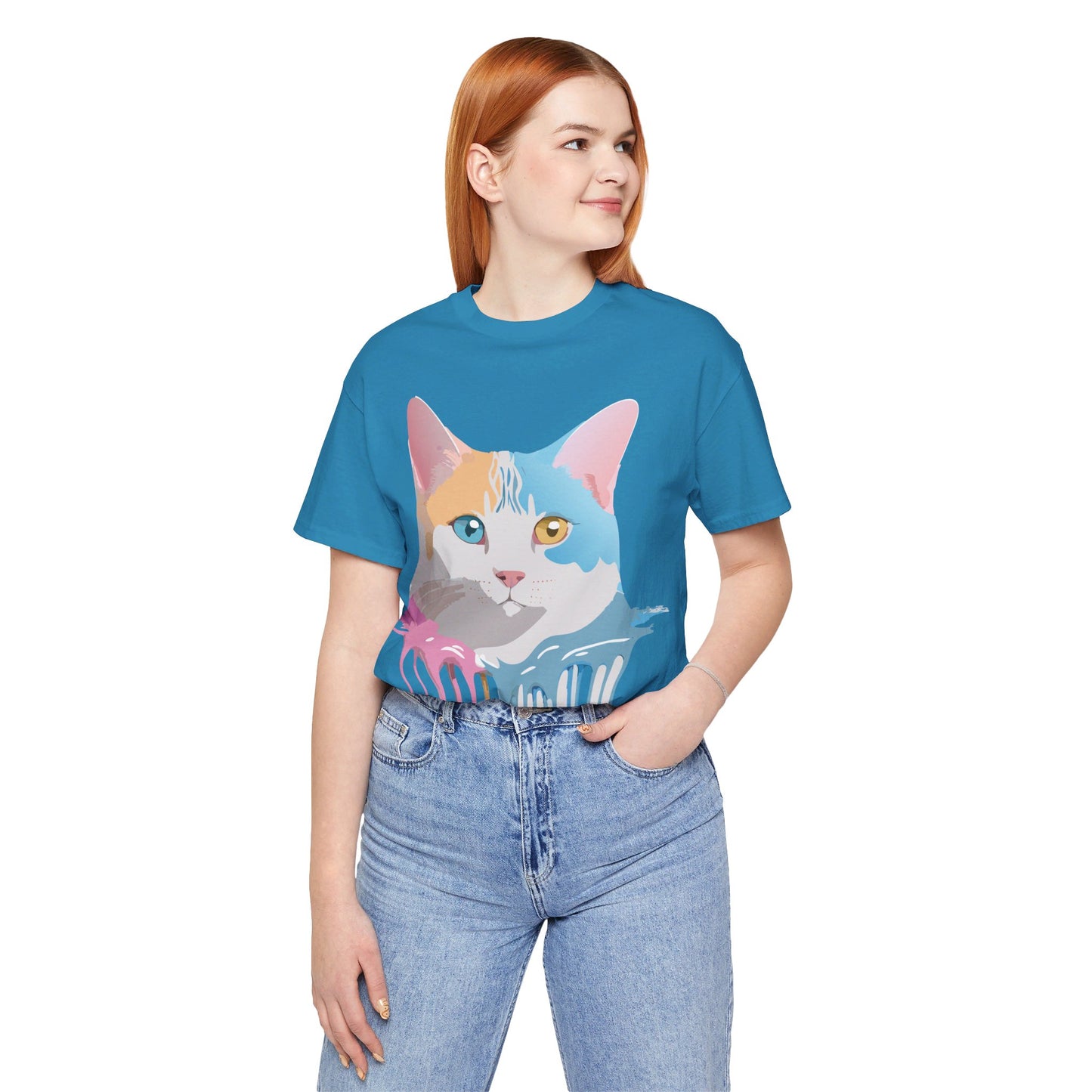 Natural Cotton Tee Shirt with Cat