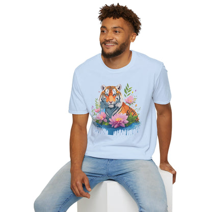 Tiger Print Unisex T Shirt Gildan Softstyle 64000 Animal Tee