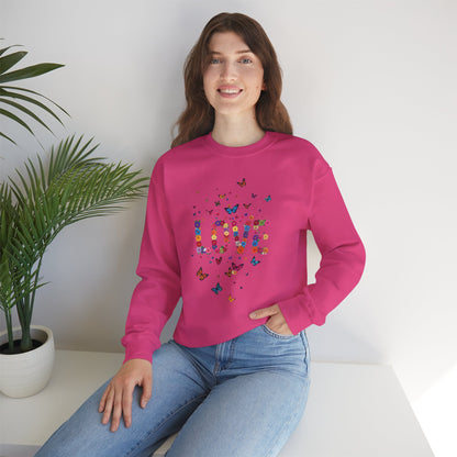 Unisex Floral Love Sweatshirt Fifty Fifty Cotton Poly Valentines Day