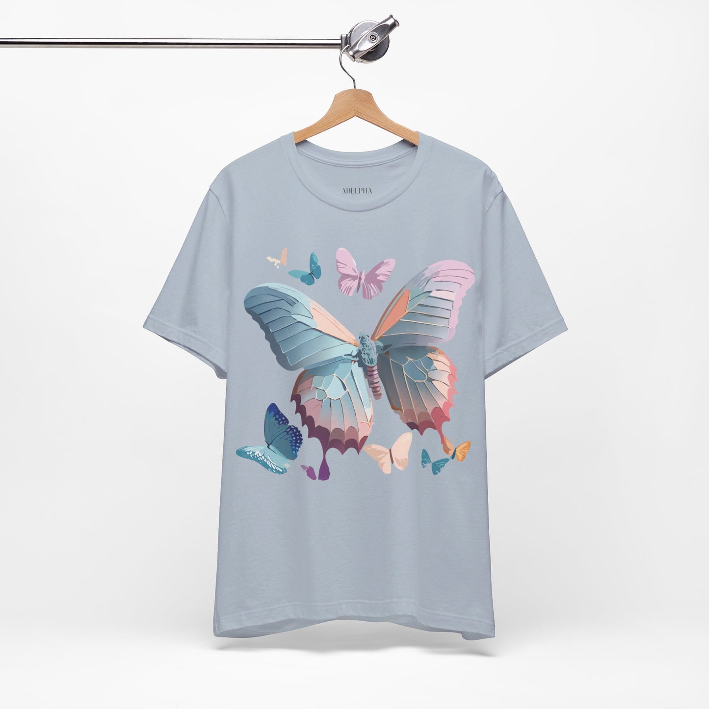 Natural Cotton Tee Shirt with Butterfly