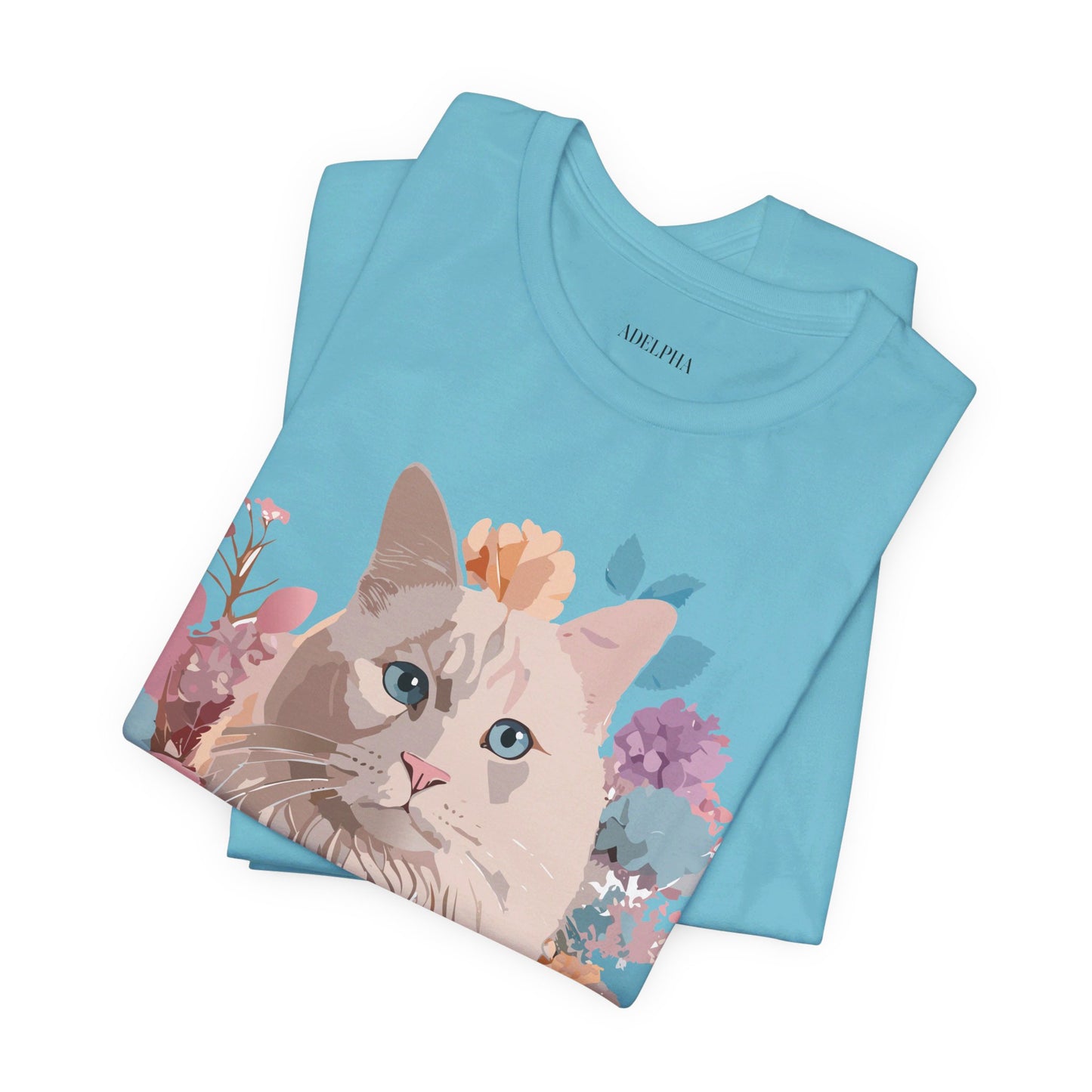 Natural Cotton Tee Shirt with Cat