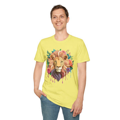Lion Shirt Unisex Softstyle Tee 100 Percent Ring Spun Cotton Animal Print