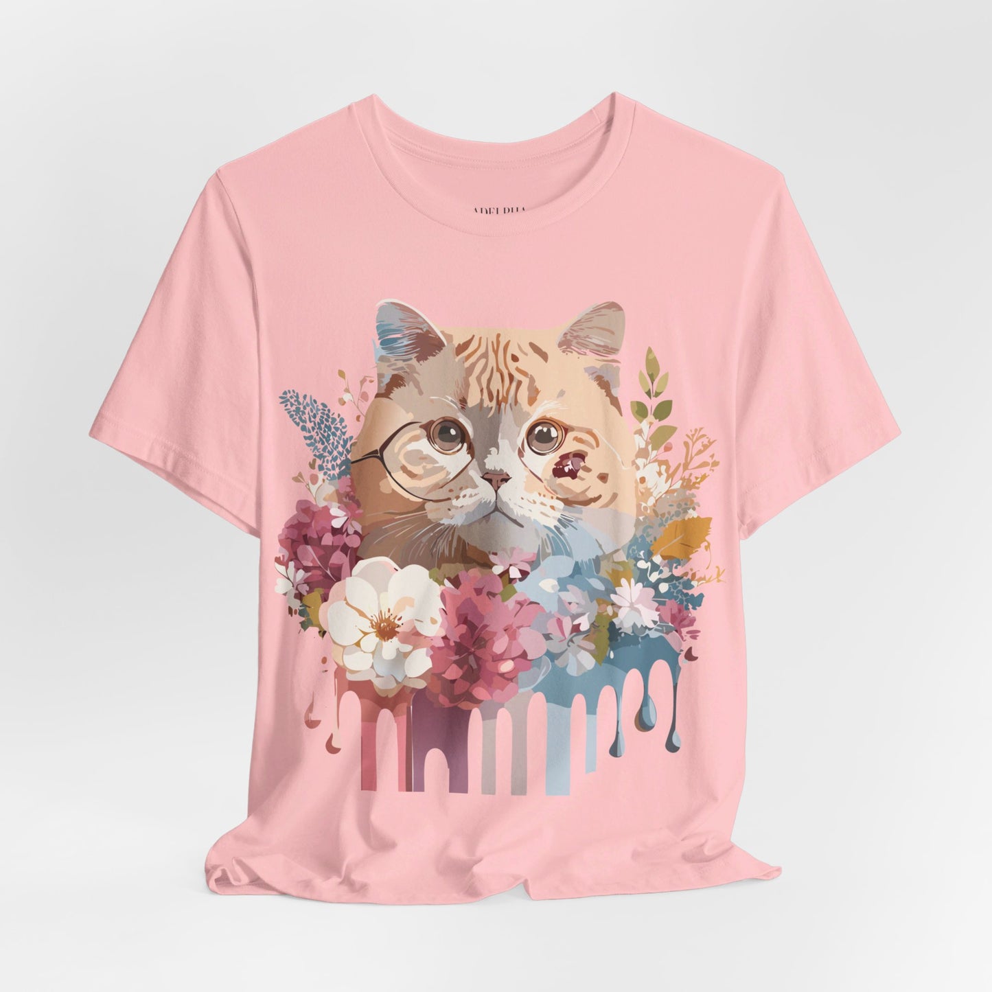 Natural Cotton Tee Shirt with Cat