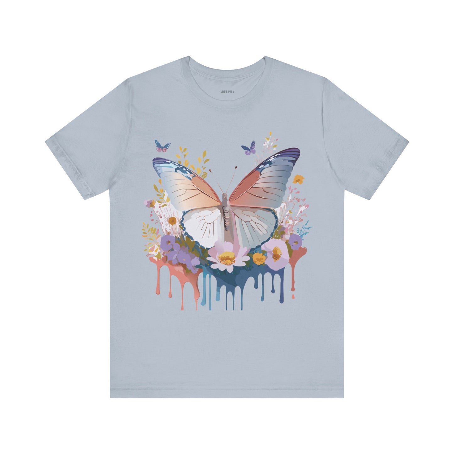 Natural Cotton Tee Shirt with Butterfly