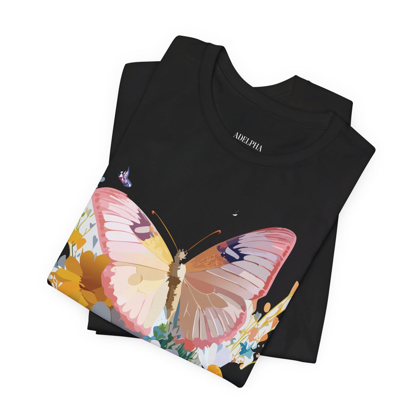 Natural Cotton Tee Shirt with Butterfly